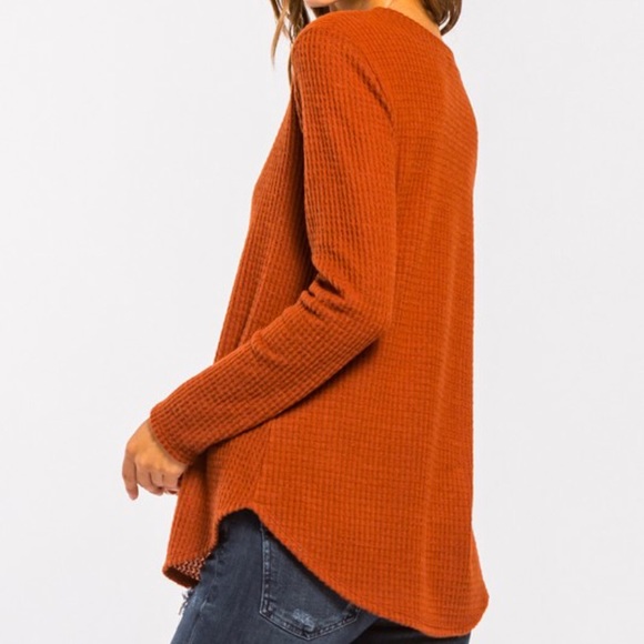 Brick Rust Brushed Thermal Basic Long Sleeve Top - Picture 3 of 3